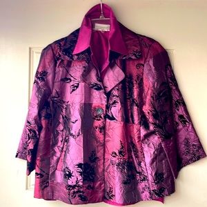 Holidays are coming!! Silk shirt, size 14 & coordinating lined embossed jacket L